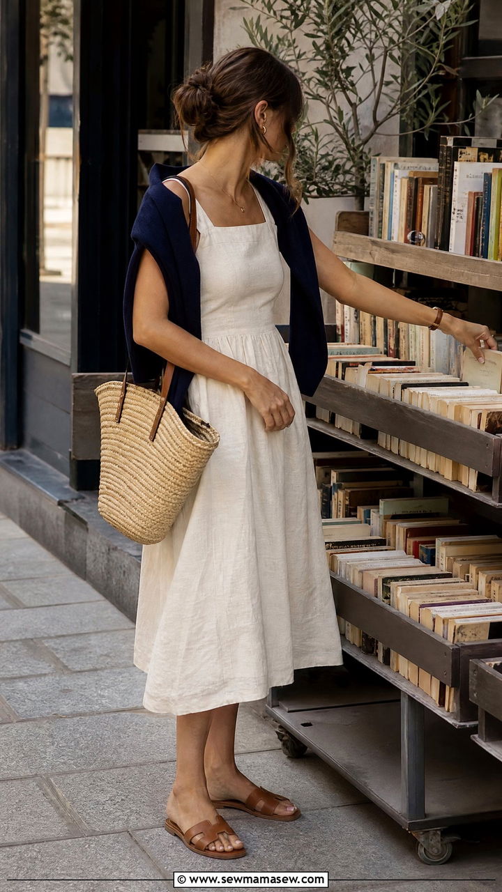 Lightweight cardigan over linen dress dark academia outfit - 30 Dark academia summer outfits