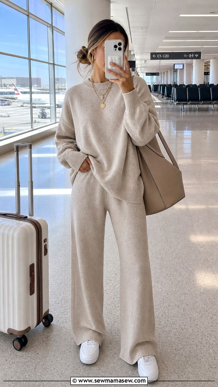 Lightweight knit set with an oversized tote and white sneakers - 40 What to wear in summer