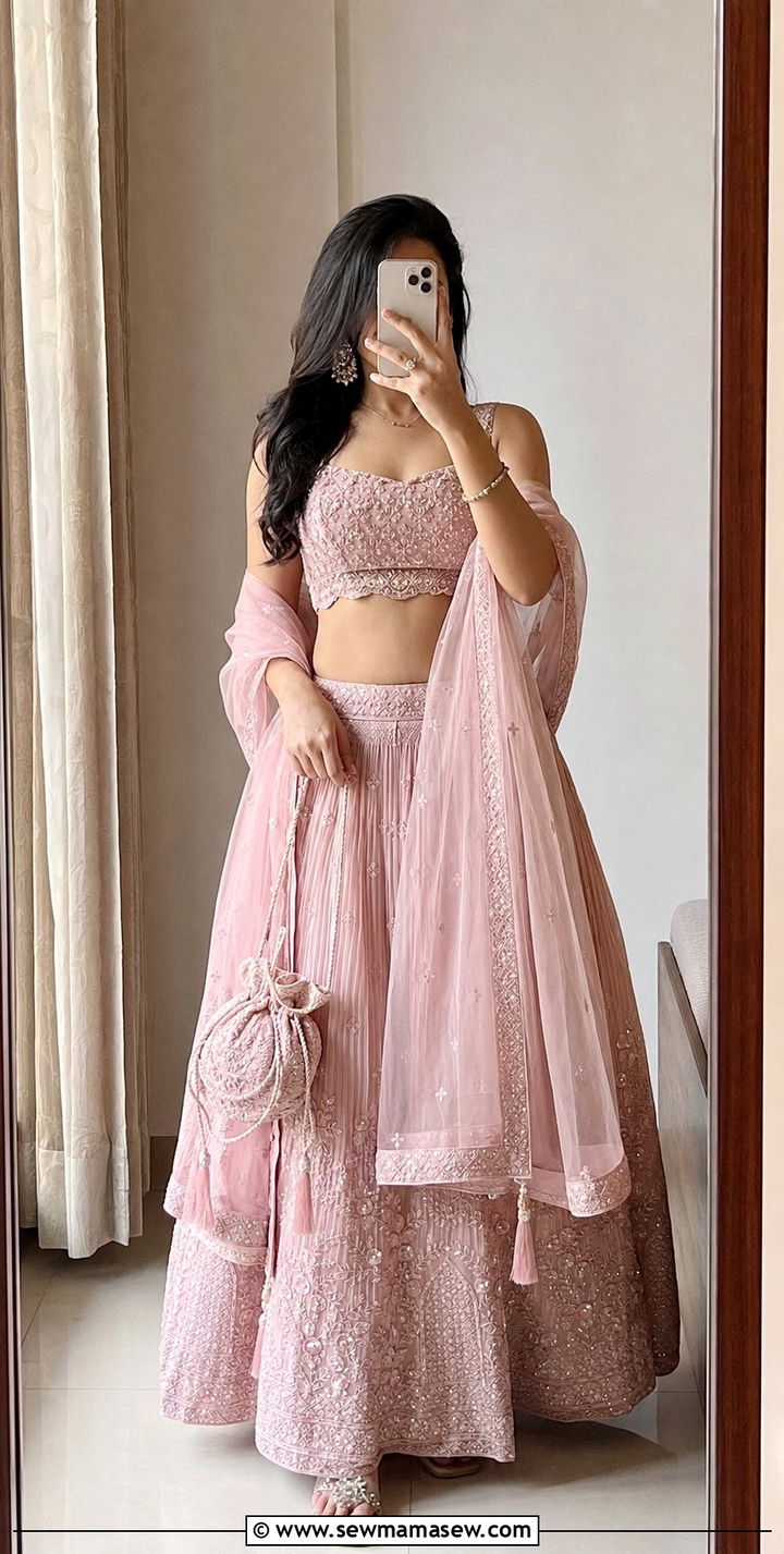 Lightweight lehenga with crop top - 25 Delhi outfit ideas