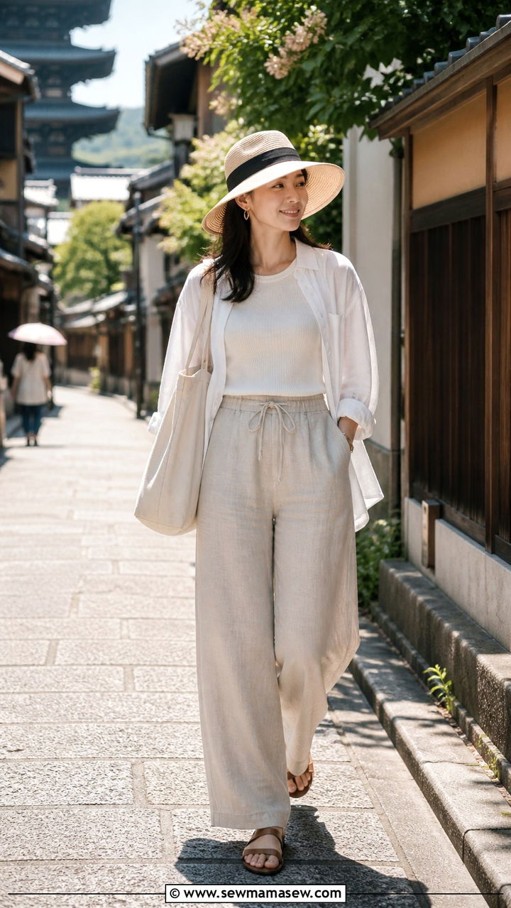 Lightweight linen pants outfit Kyoto summer - 40 What to wear in Kyoto