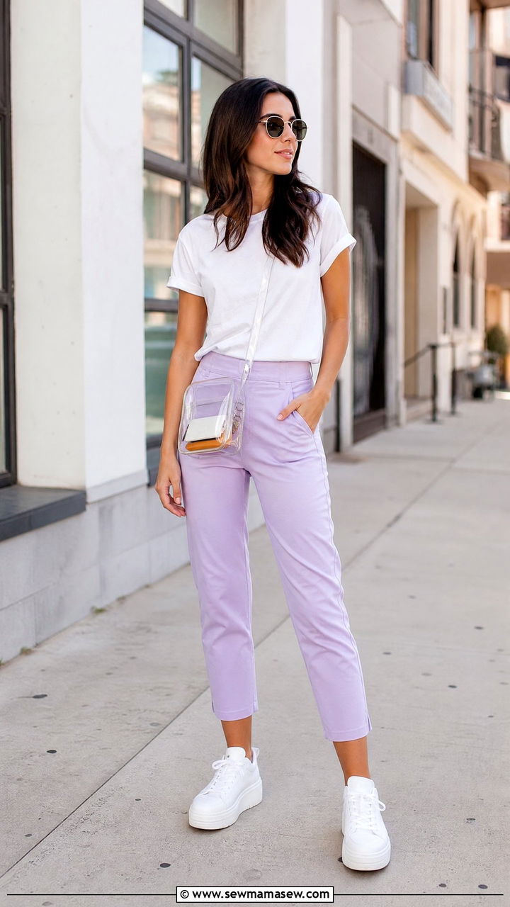 Lilac Cropped Pants Outfit - 30 summer lilac outfit ideas