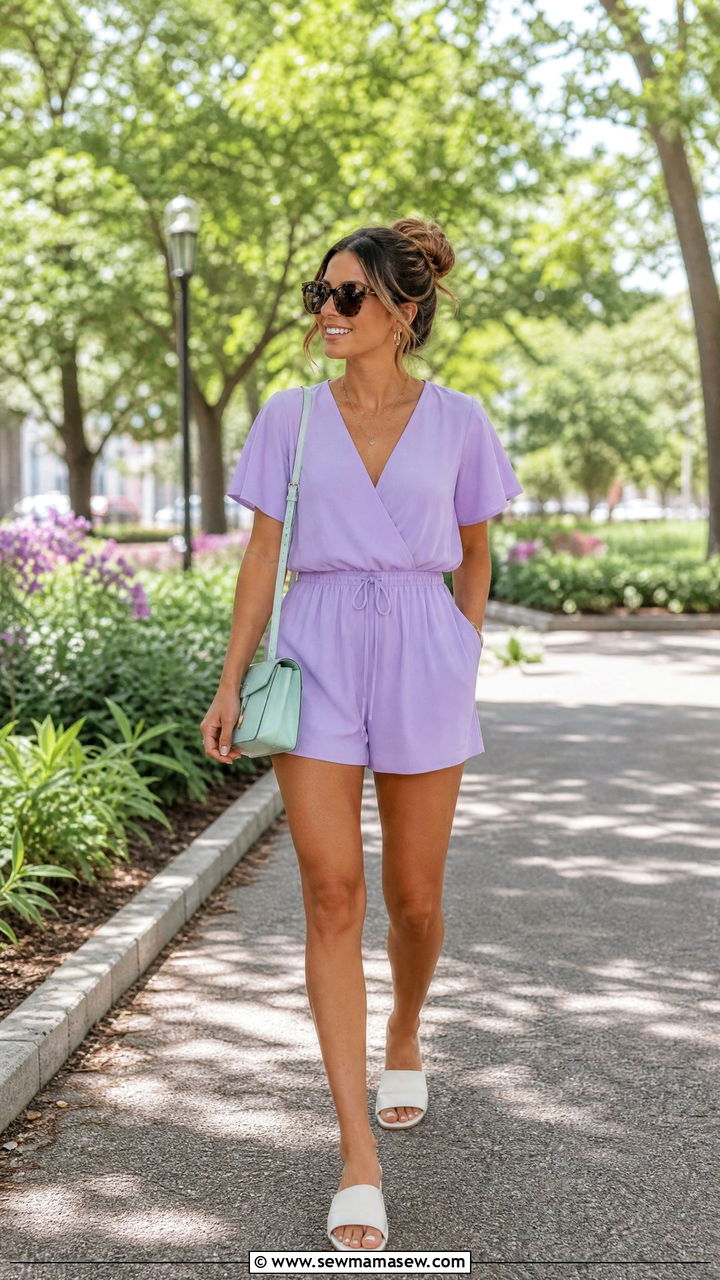 Lilac Romper Outfit - 30 summer lilac outfit ideas