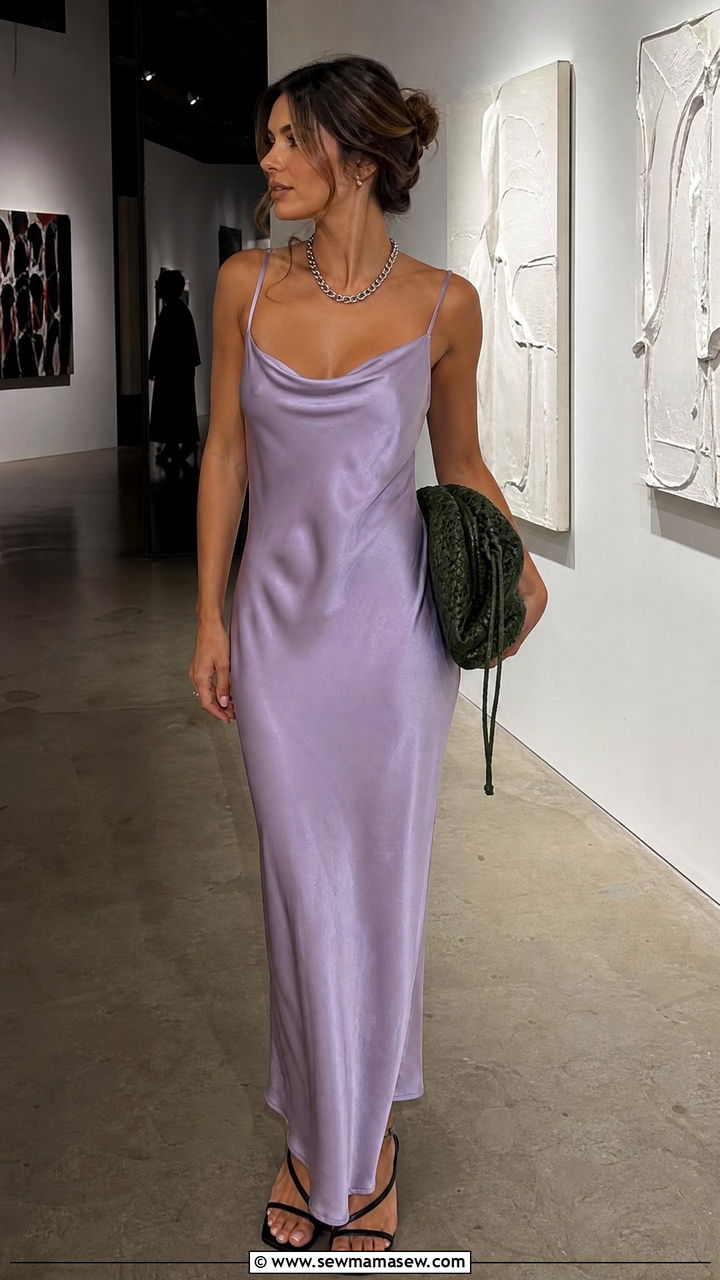 Lilac Slip Dress Outfit - 30 summer lilac outfit ideas