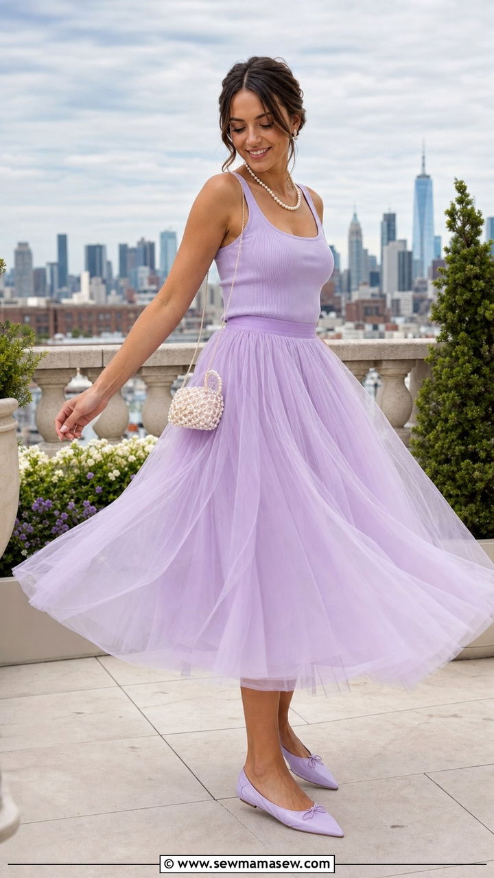 Lilac Tulle Midi Skirt Fairycore Outfit - 25 summer fairycore outfits