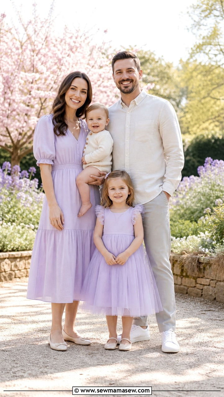 Lilac and Cream Soft Pastels - 40 Spring family photo outfits