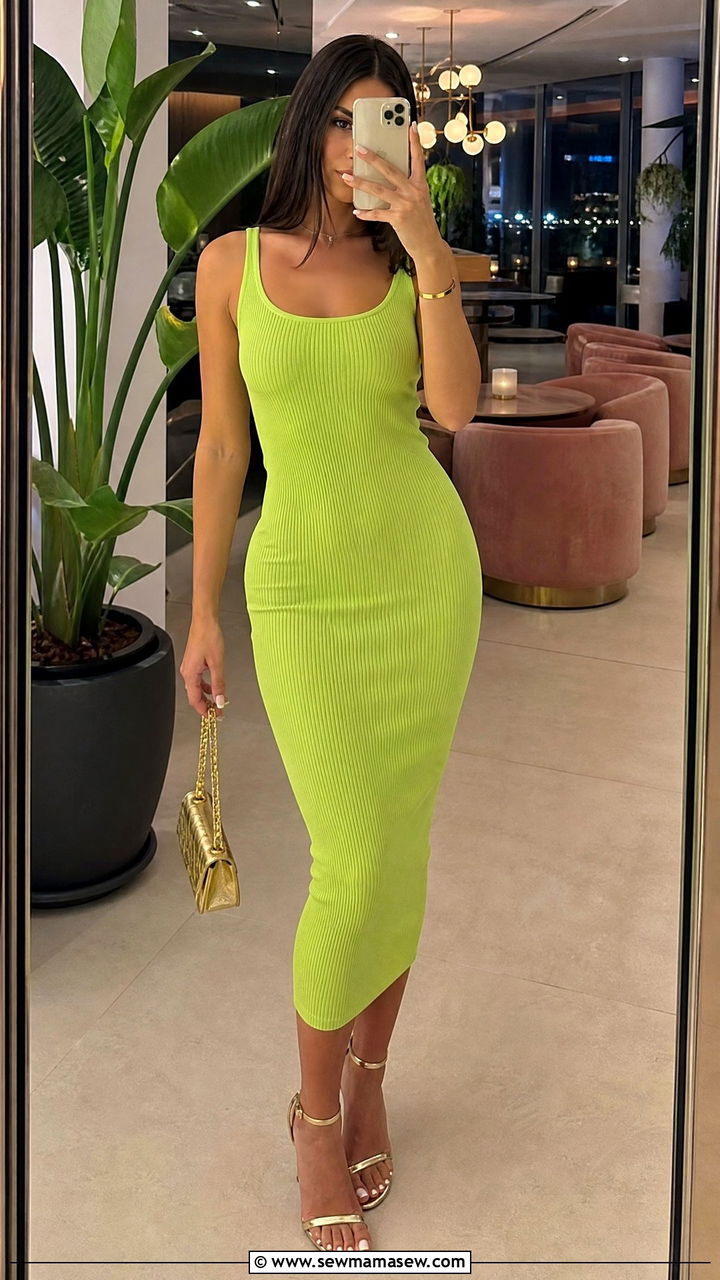 Lime Green Bodycon Dress With Strappy Heels - 35 Lima outfit ideas