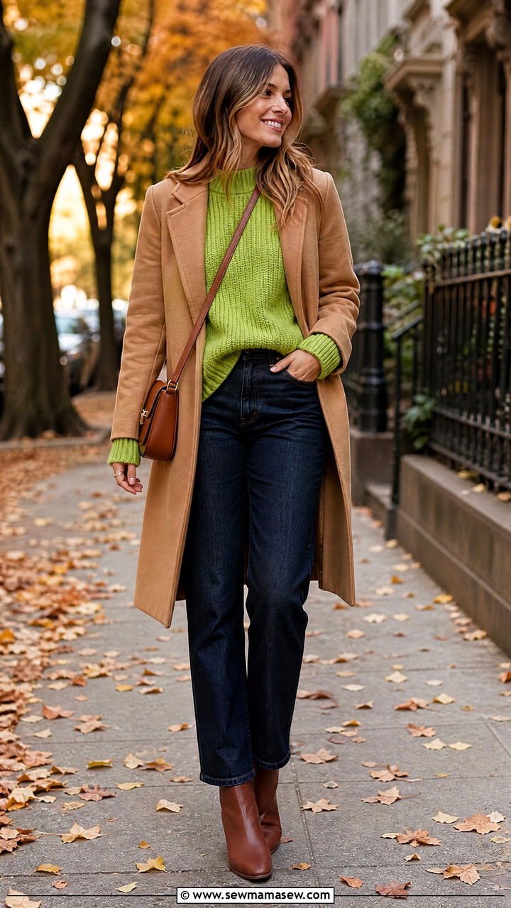 Lime Green Sweater With Dark Denim Jeans - 35 Lime green outfit ideas