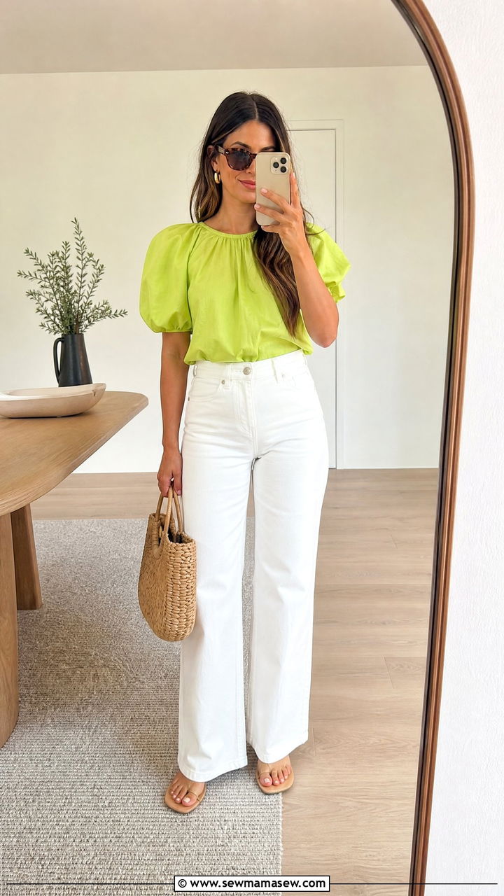 Lime Green Top With White Jeans - 35 Lime green outfit ideas