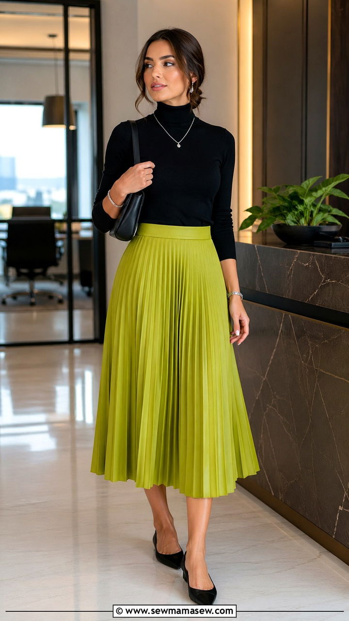 Lime green pleated skirt outfit - 40 All lime green outfit ideas