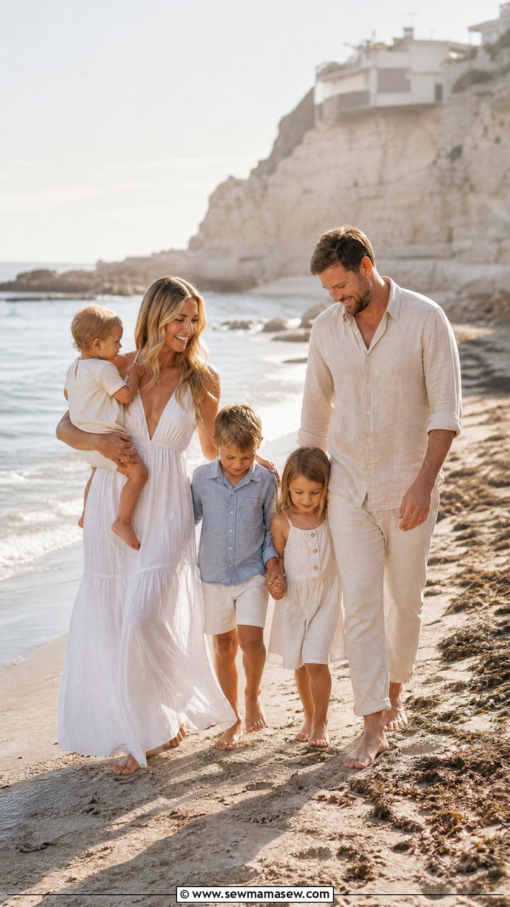 Linen Beach Neutral Family Photo Outfits - 30 Elegant family photo outfit ideas