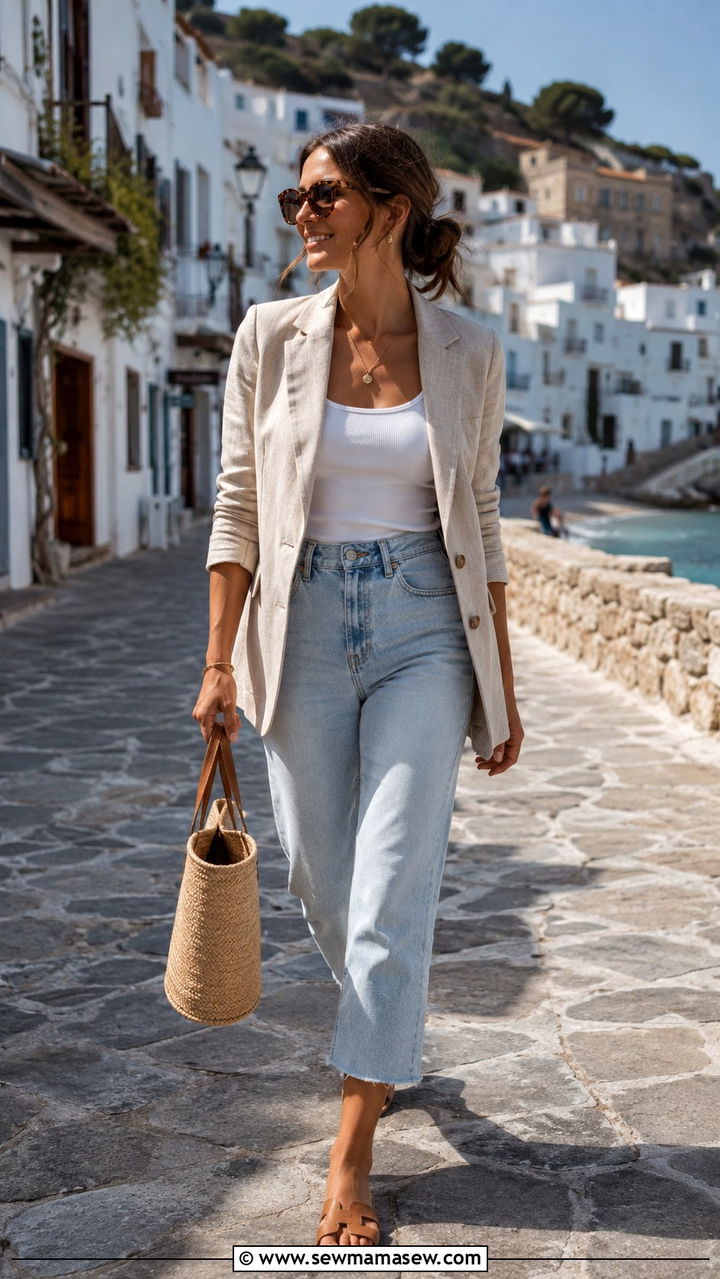 Linen Blazer With High Waisted Jeans Summer - 30 High waisted jeans outfit ideas with a blazer