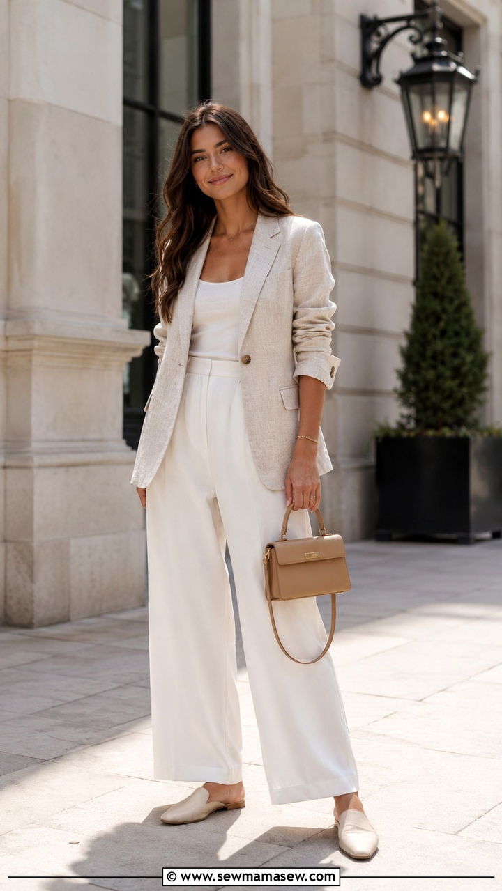 Linen Blazer With Wide Leg Trousers - 30 casual graduation outfits