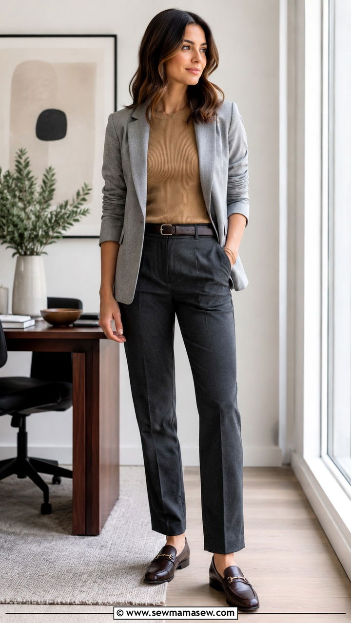 Linen Blazer and Knit Top Work - 30 Linen blazer outfit ideas for work