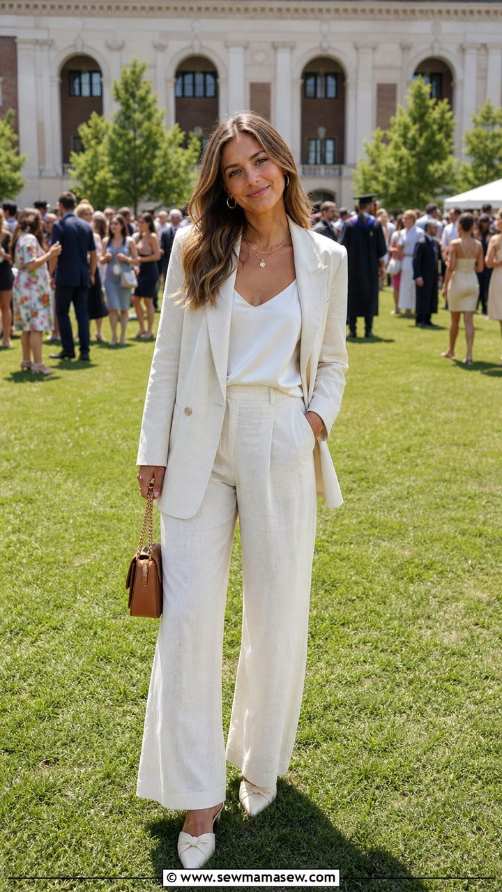 Linen Blazer and Wide Leg Trouser Set - 40 Graduation outfit ideas