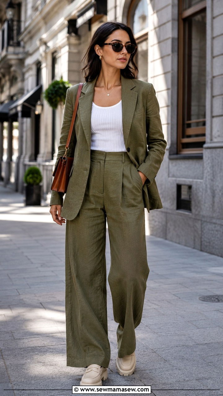Linen Blazer and Wide Leg Trousers Matching Set - 20 Matching set outfit ideas 2026