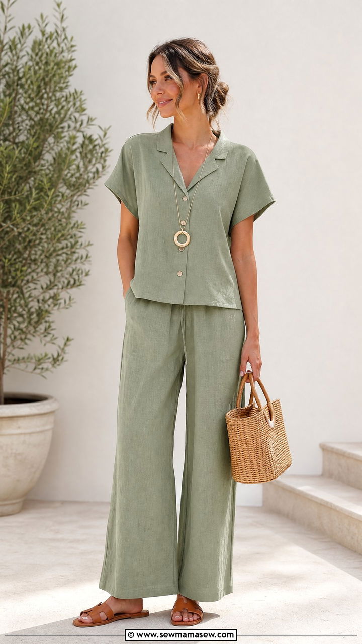 Linen Blend Two Piece Set Spring Baby Shower Outfit - 25 Baby shower outfit ideas spring