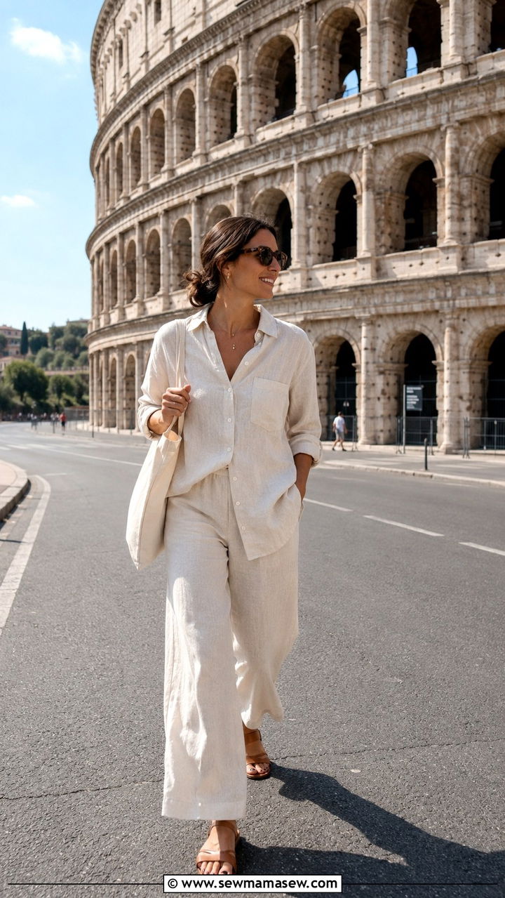 Linen Button Down And Wide Leg Pants Rome - 20 Italy outfits 2026