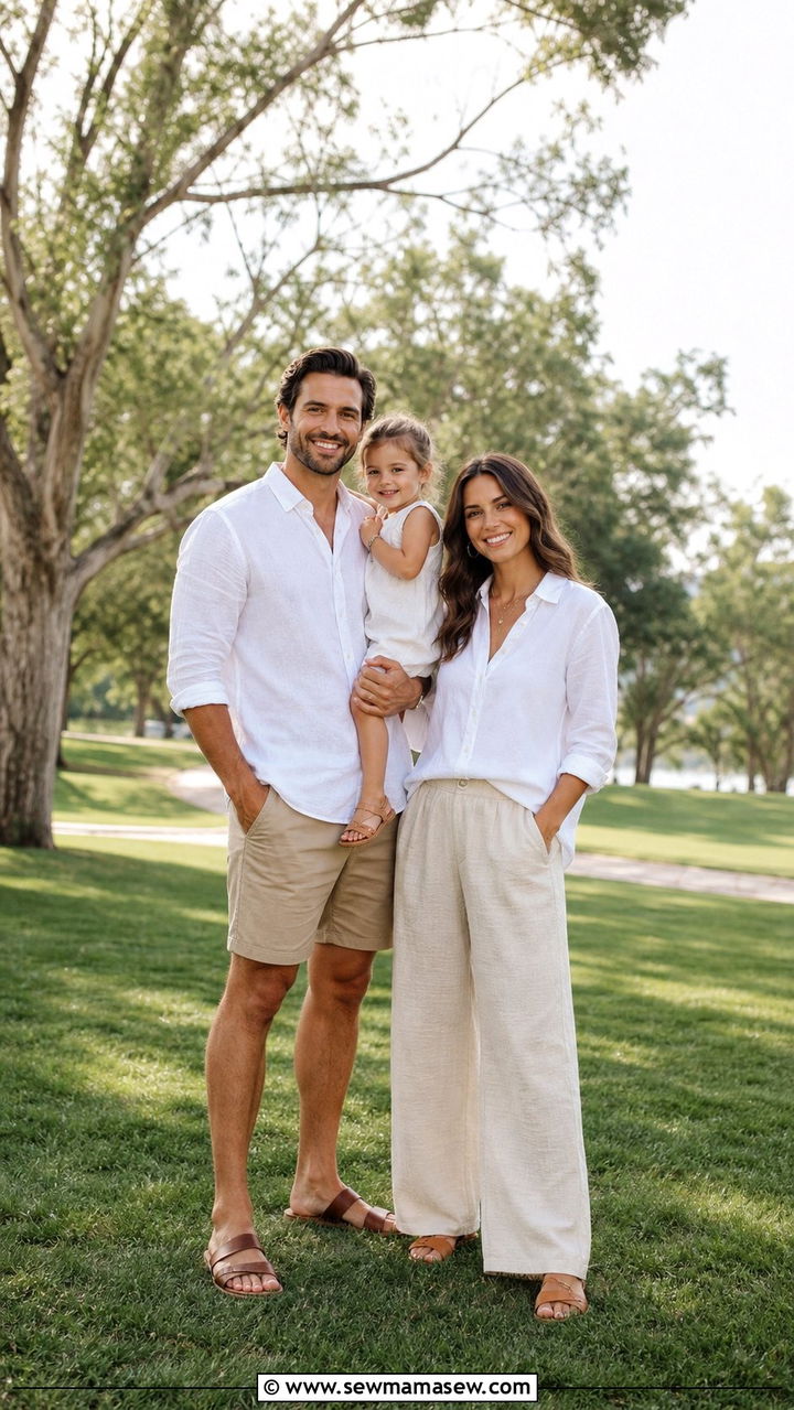 Linen Button Down Summer Family Photo Outfit - 25 family photo outfits inspo