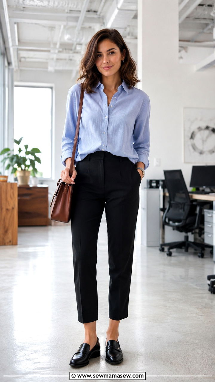 Linen Button Down With Cropped Trousers And Loafers - 30 Spring city outfits