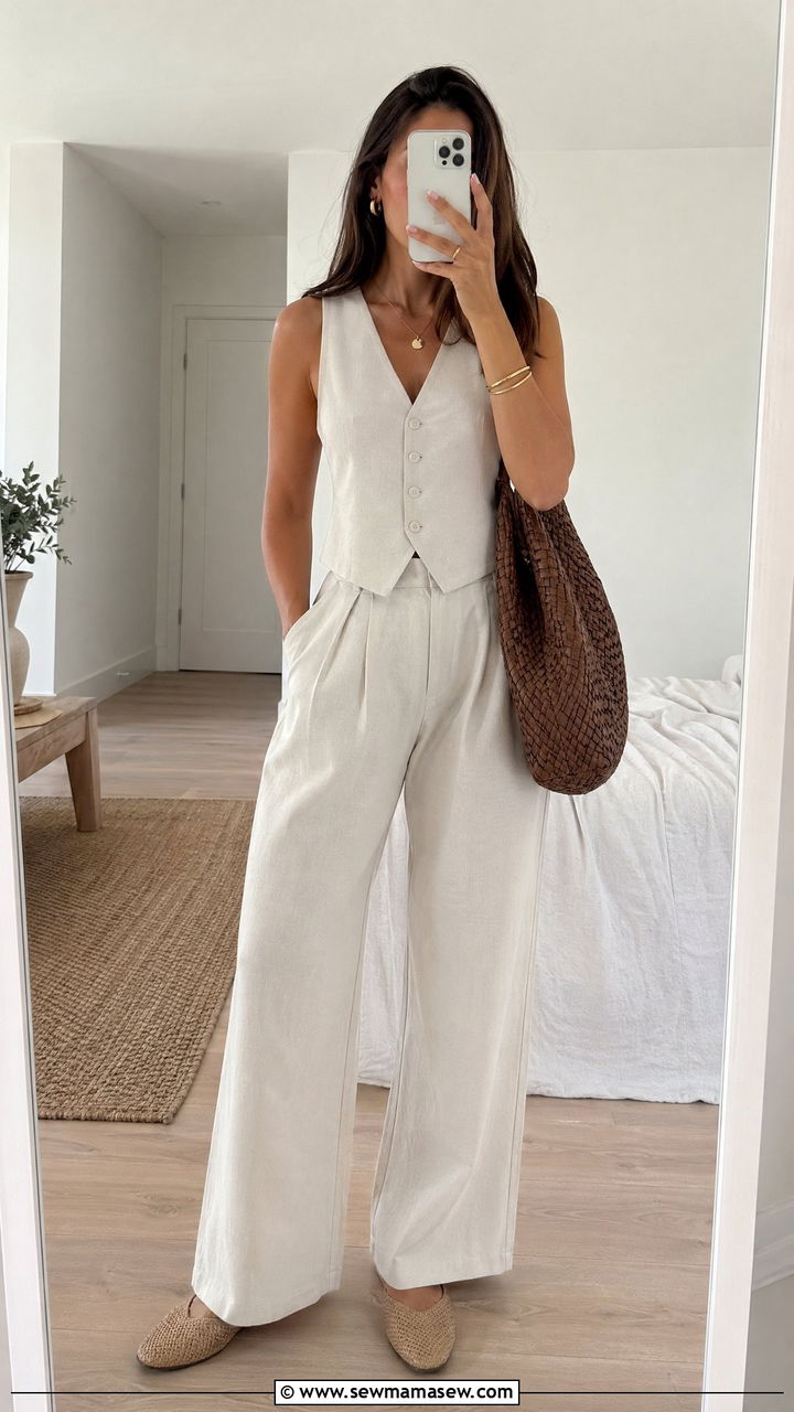 Linen Co Ord Set With Mules - 35 Dressy spring outfits