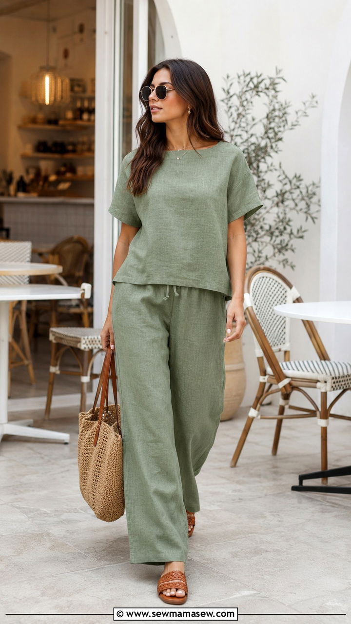 Linen Co Ord Set With Wide Leg Pants - 25 Modest outfit ideas summer 2026