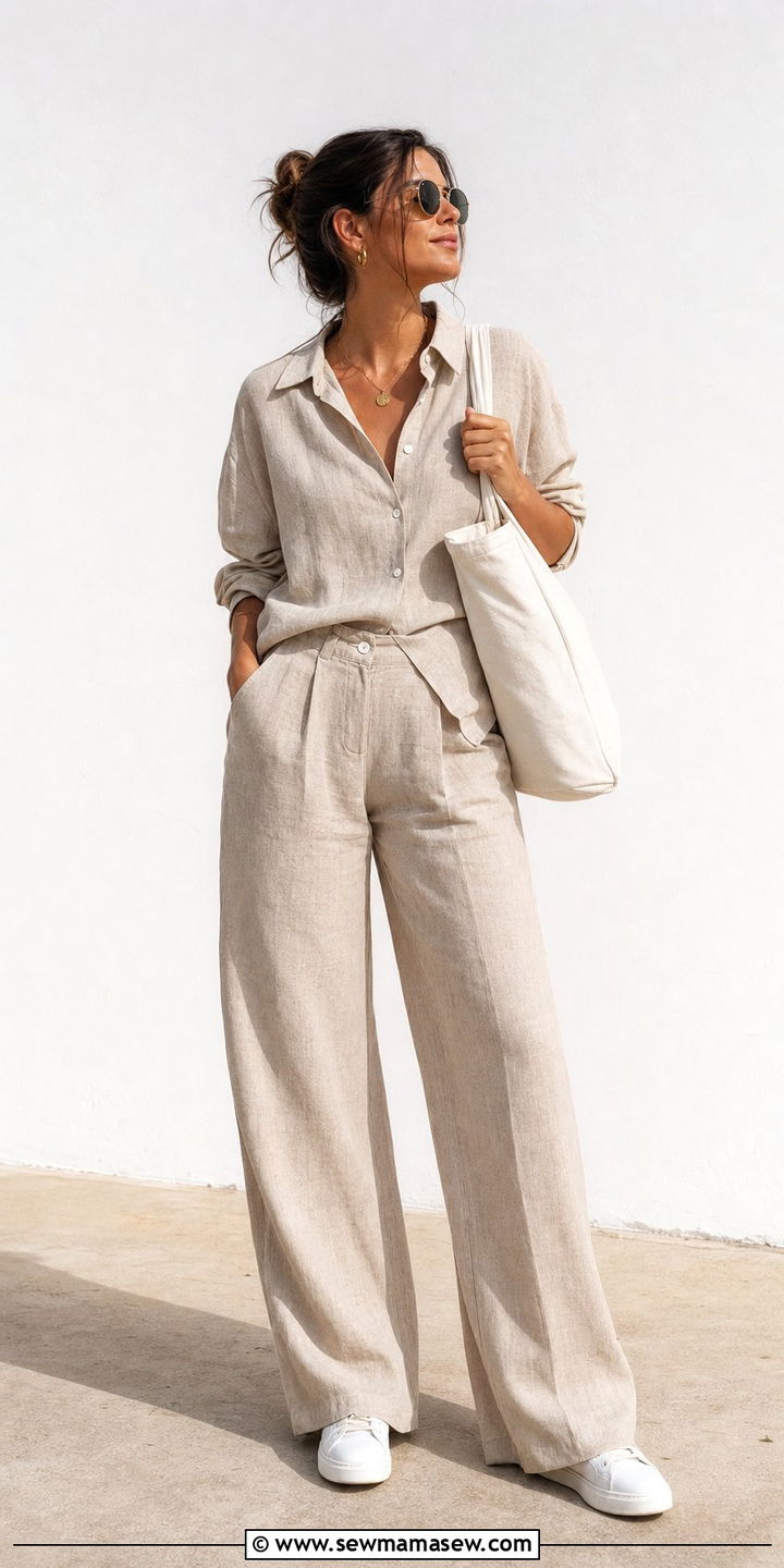 Linen Co Ord Trousers And Shirt - 25 spring trousers outfit ideas