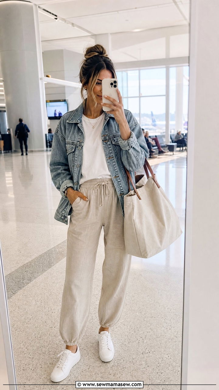 Linen Joggers And White Sneakers For Kauai Travel Day - 25 Kauai outfit ideas