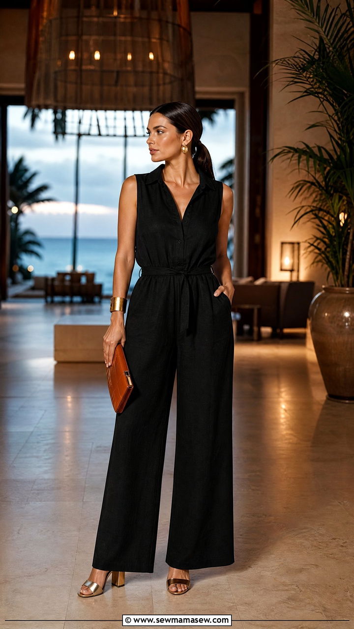 Linen Jumpsuit Evening Outfit - 40 resort outfits