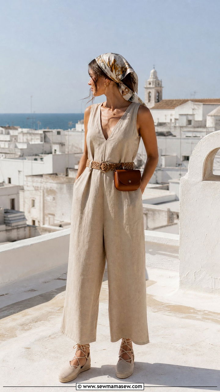Linen Jumpsuit Outfit With Espadrilles - 50 Summer Outfit Ideas for Women 2026