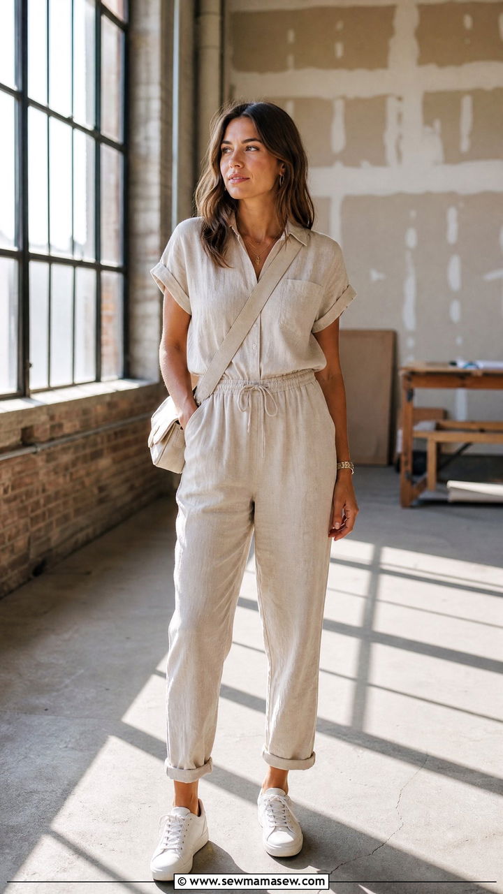 Linen Jumpsuit Outfit for Site Visits - 25 Interior designer outfit ideas