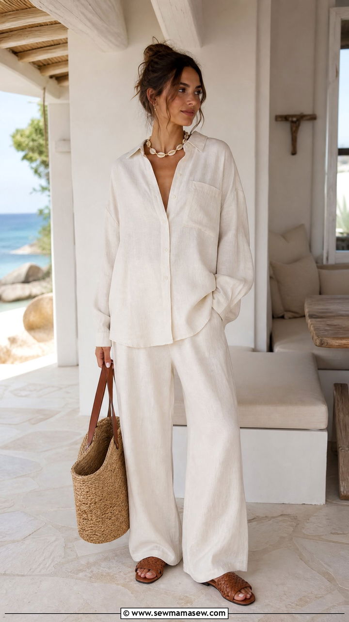 Linen Lounge Set with Relaxed Fit - 30 Clean girl loungewear outfit ideas