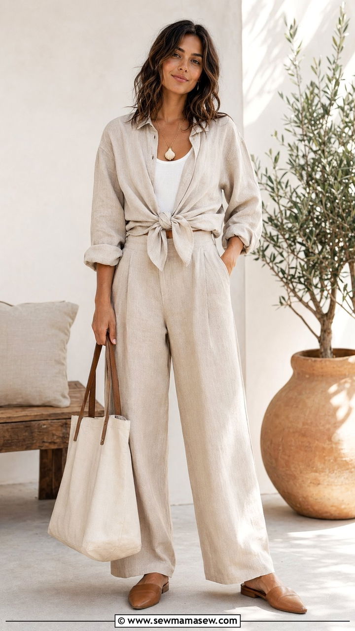 Linen Matching Set August Outfit - 35 August outfit ideas