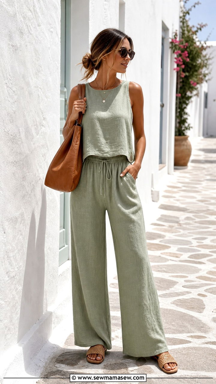 Linen Matching Set Hot Weather Outfit - 40 hot weather outfits for women