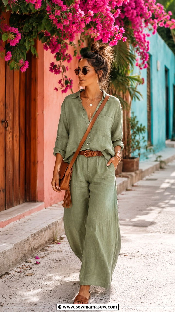 Linen Matching Set Tulum Outfit - 25 Tulum boho outfit ideas