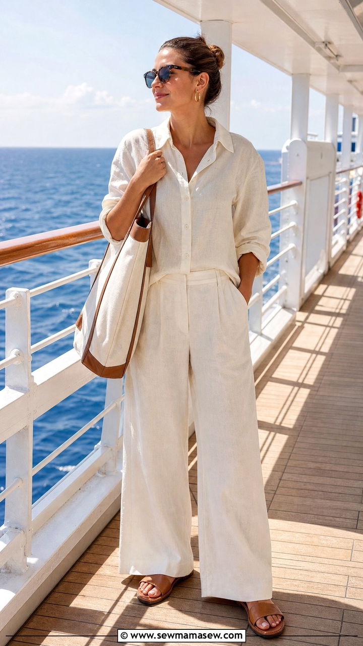 Linen Matching Set for Cruise Embarkation Day - 25 Cruise outfit ideas 2026