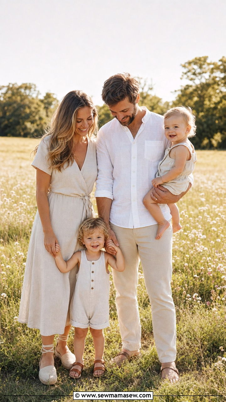 Linen Neutrals Summer Family Outfit - 25 cute family photo outfits