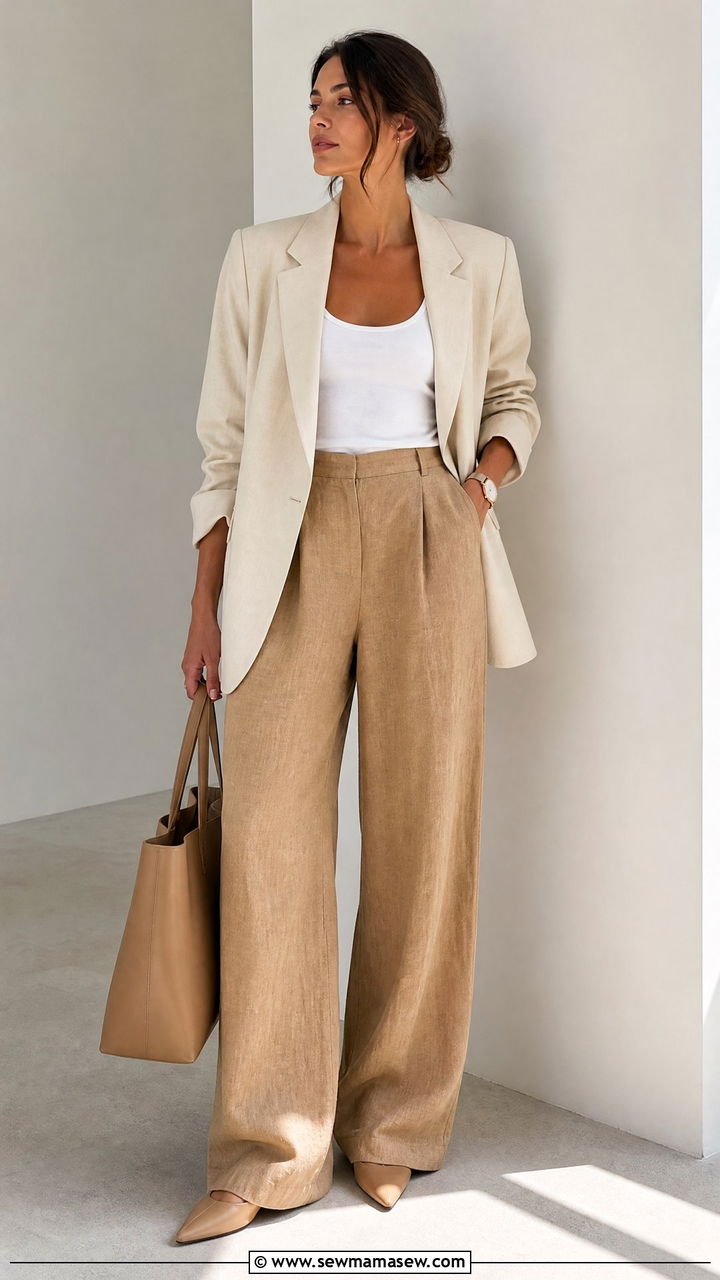 Linen Pants Outfit With Blazer - 25 linen pants outfits inspo