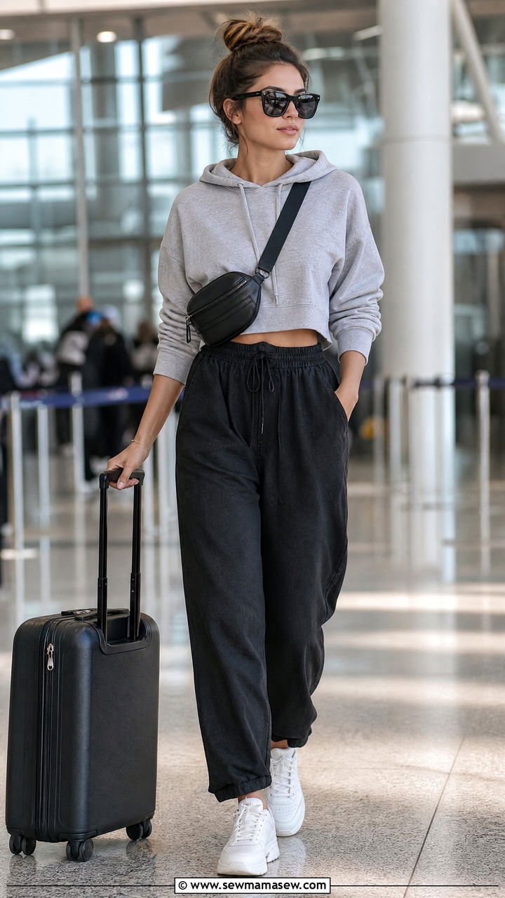 Linen Pants Outfit With Cropped Hoodie - 25 linen pants outfits inspo