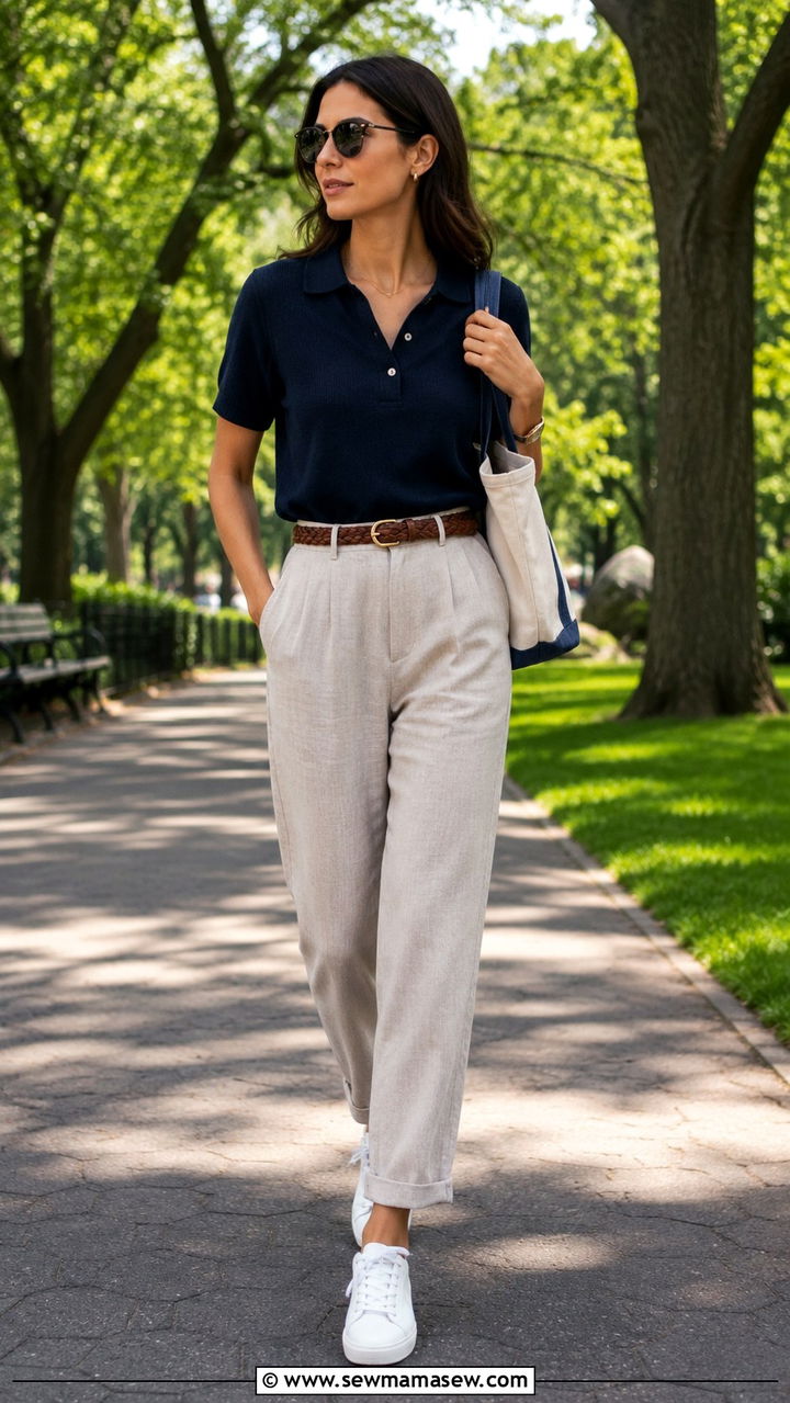 Linen Pants Outfit With Polo Shirt And Sneakers - 30 Linen pants outfit ideas for summer