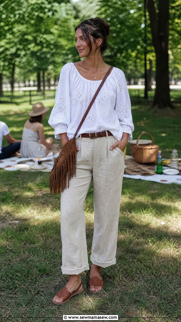 Linen Pants With A Peasant Blouse - 25 How to style linen pants in spring