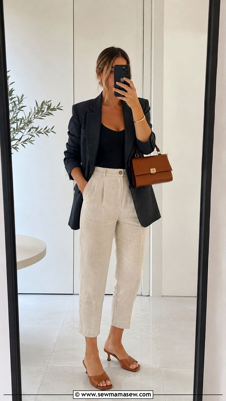 Linen Pants With Blazer And Mules - 30 Linen pants outfit ideas with a blazer