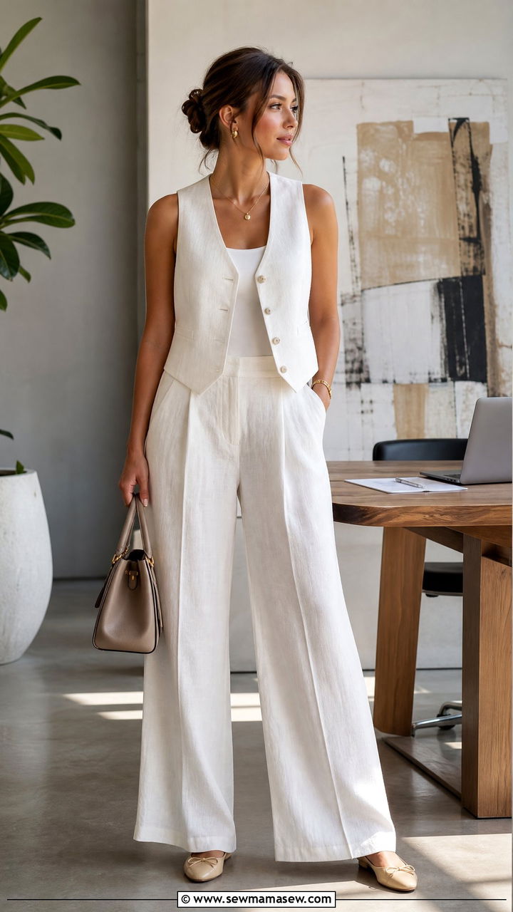 Linen Pants With Linen Vest Outfit - 25 linen pants outfits aesthetic