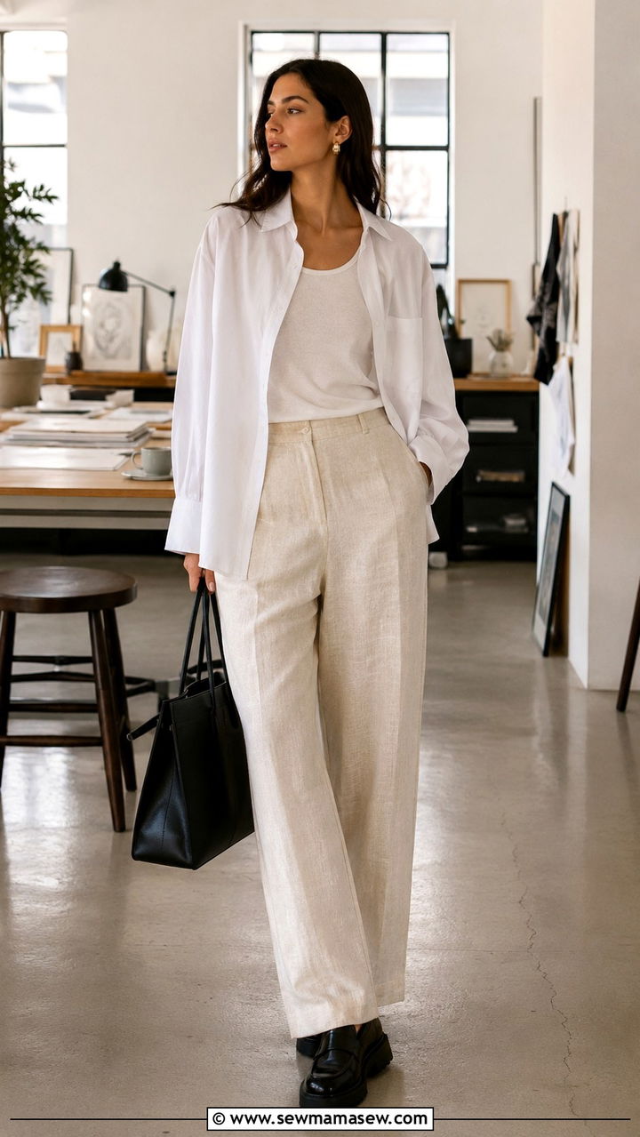 Linen Pants With Oversized Shirt And Loafers - 20 linen pants outfits 2026