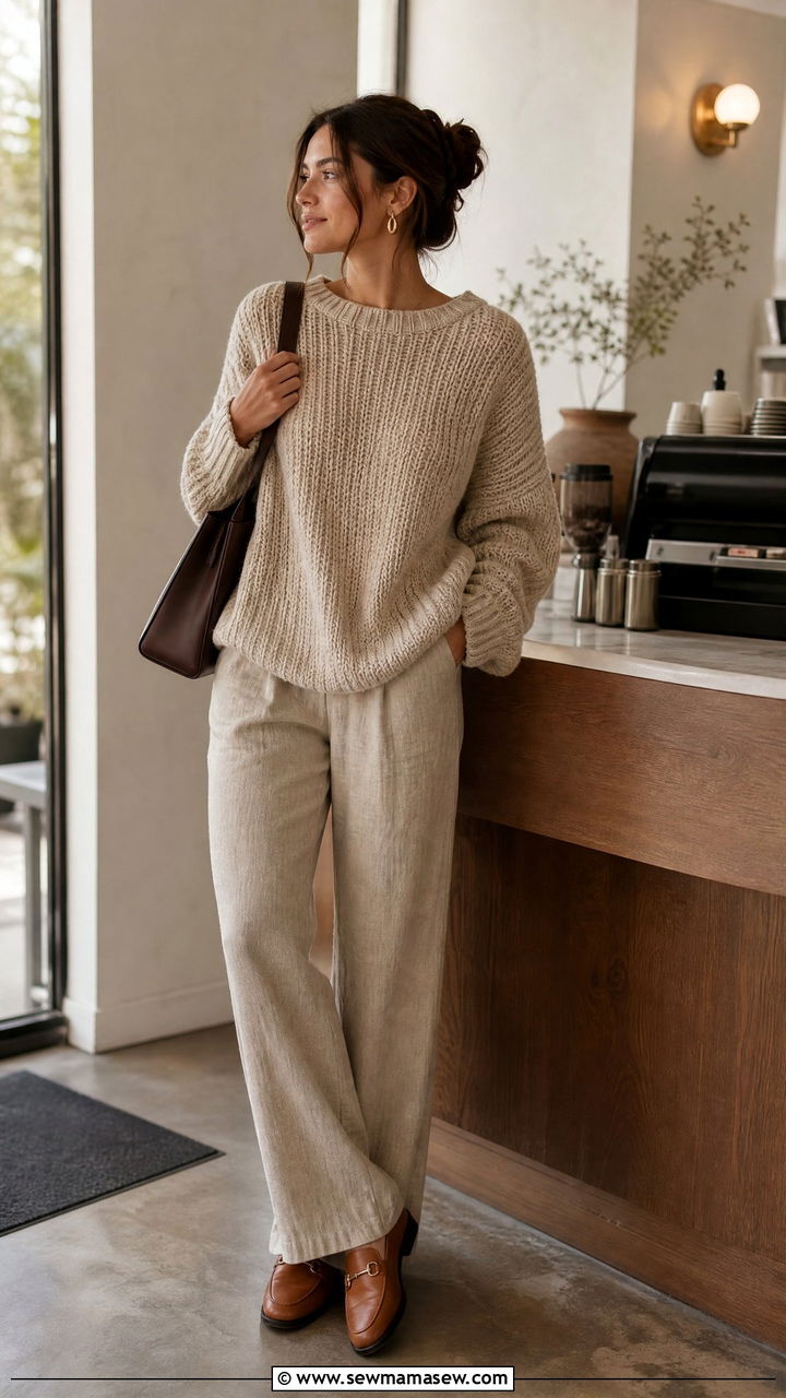 Linen Pants With Oversized Sweater Outfit - 25 linen pants outfits aesthetic