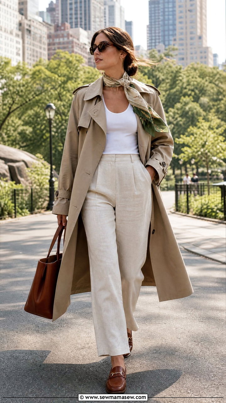 Linen Pants With Trench Coat Outfit - 25 linen pants outfits aesthetic