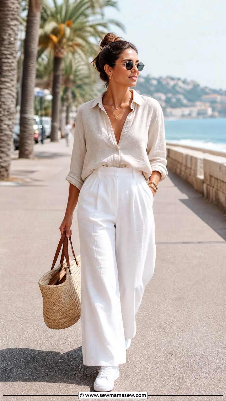 Linen Pants With White Sneakers Outfit - 35 how to style sneaker outfits