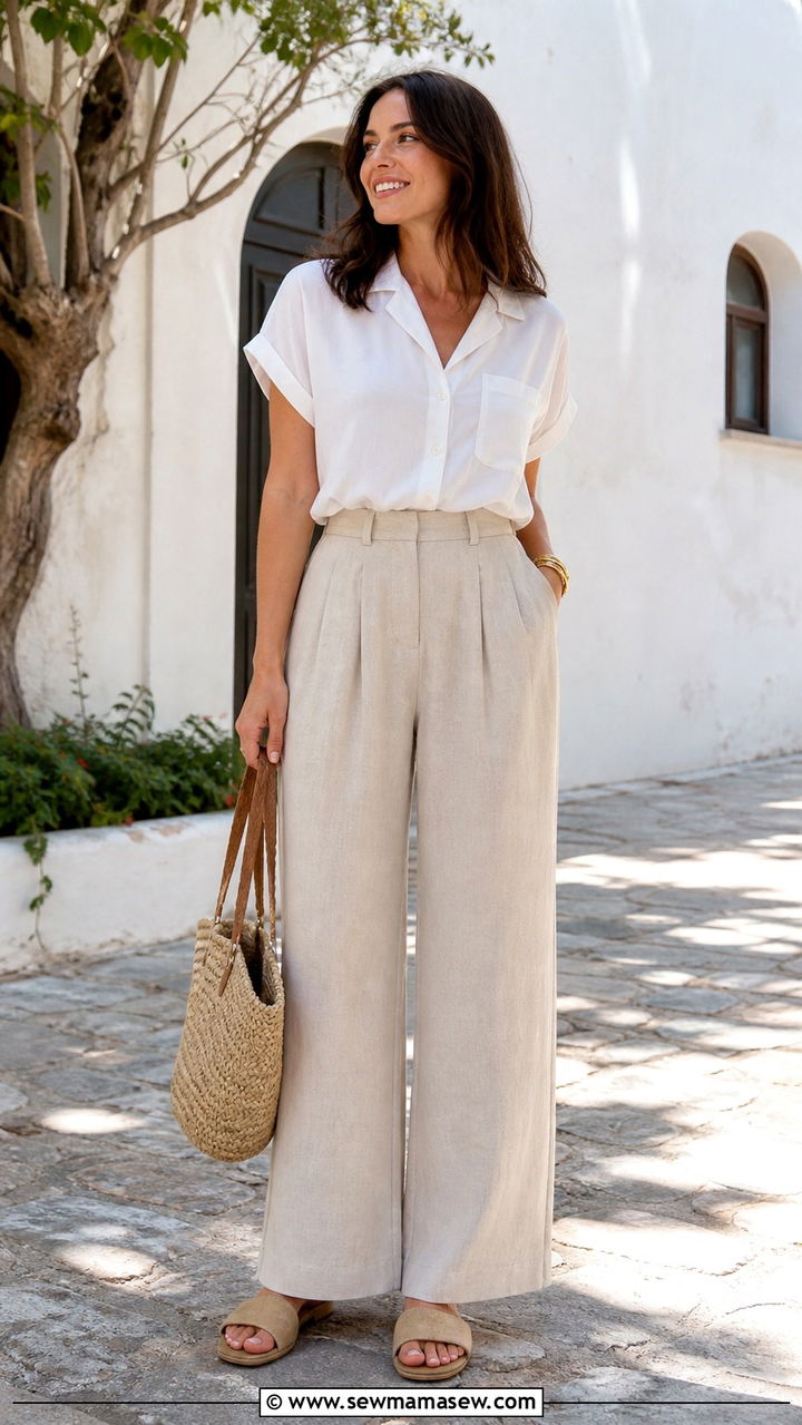 Linen Pants and Blouse Teacher Outfit - 40 Teacher outfit ideas