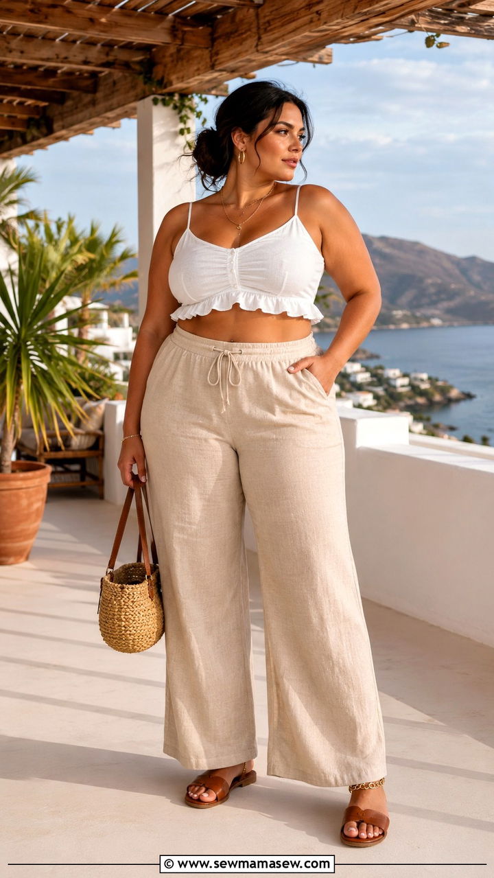 Linen Pants and Crop Top Curvy Photoshoot Outfit - 25 Photoshoot outfits for curvy women