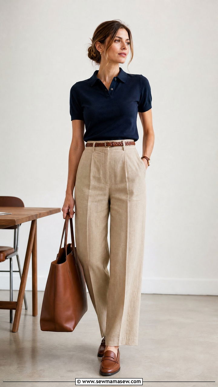Linen Pants and Polo Shirt - 25 chic linen pants outfit ideas