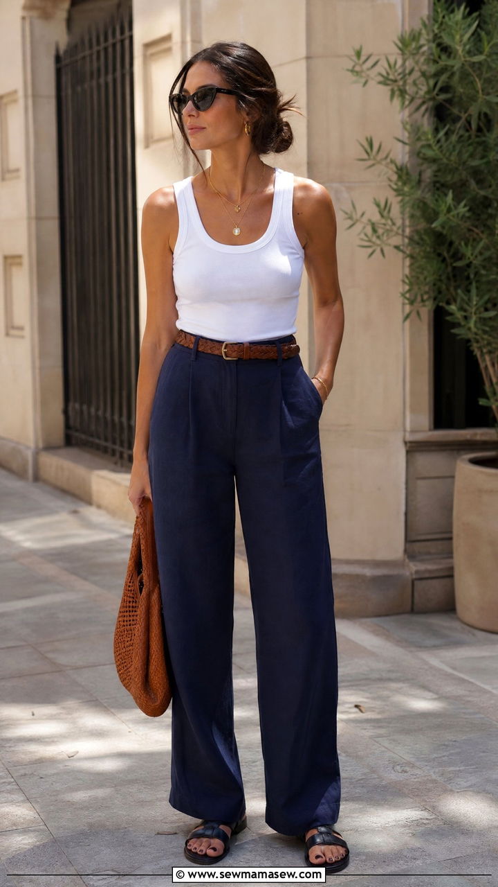 Linen Pants and Tank Top - 25 chic linen pants outfit ideas